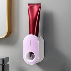 SET ACCESSOIRES Accessoires salle de bain,Distributeur automatique de dentifrice porte brosse à dents anti poussière paille de blé mural - Type 6