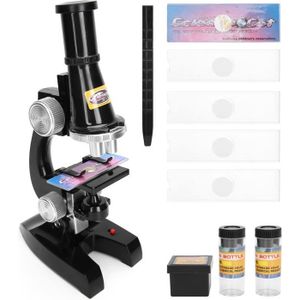 MICROSCOPE Microscope pour Enfants, Microscope Science Kit pour Débutant avec des Lumières LED, 40x, 80x, 200x, 400x, 1200x blanc HB014