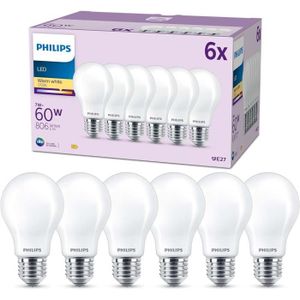 AMPOULE - LED Philips Pack De 6 Ampoules Led E27, 40W, 2700K, Bl