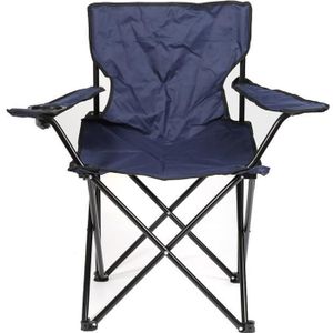 CHAISE DE CAMPING MENGDA Chaise de Camping avec accoudoirs Porte-gobelet,Pliable, Dossier Confortable Bleu Marine