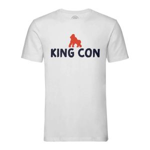 T-SHIRT T-shirt Homme Col Rond Blanc King Con Humour Jeu de Mot King Kong Singe