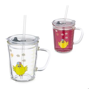 Lot 2 Verres 17 Oz Avec Pailles Et Couvercles - Bambou/verre Large Bouche