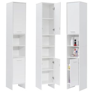 Jadella Armoire Haute Joe Armoire /Étag/ère Meuble Meuble Salle de Bain Blanc Gris Brillant
