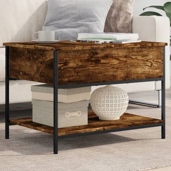 vidaXL Table d'Appoint, Table Basse avec Rangement, Bout de Canapé, Meuble de Salle de Séjour Salon, Moderne, Noir Bois d'Ingénierie