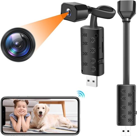 Camera Espion, 4K HD Mini Camera Espion Sans Fil, Camera Surveillance WiFi Avec Détection