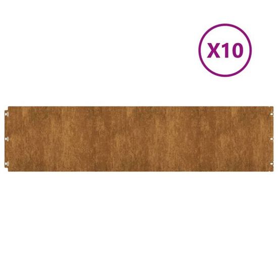 VidaXL Bordures De Pelouse 10 Pièces 15x103 Cm Acier Corten Flexible - Bordure Jardin Durable Et Élégante