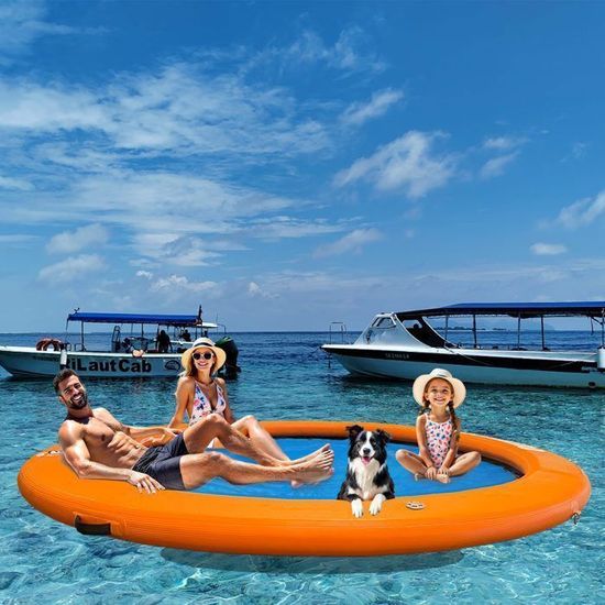 ENTZONE Hamac Gonflable avec Filet et Appuie-tête, Matelas Piscine