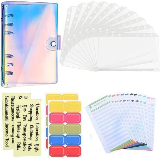 Classeur Budget Planner A6, Enveloppe Budget Avec 10 Porte Documents Pochettes Transparentes