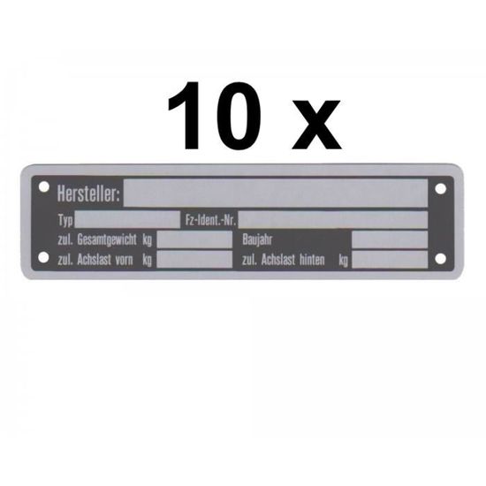 10 x Plaque signalétique vierge Remorque neutre Vers 5 Cdiscount Auto