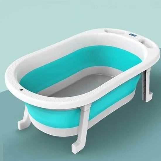 Baignoire de bébé pliable en silicone bain de pieds antidérapant baignoire seau pliable, accessoires pour bébé|bleu