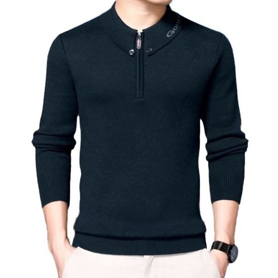 Minetom - Homme Pull À Col Roulé Avec Fermeture Eclair Manches Longues