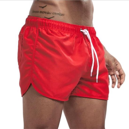 Short De Bain Homme - Couleur Unie - Poches - Respirant - Séchage Rapide - Natation Blanc