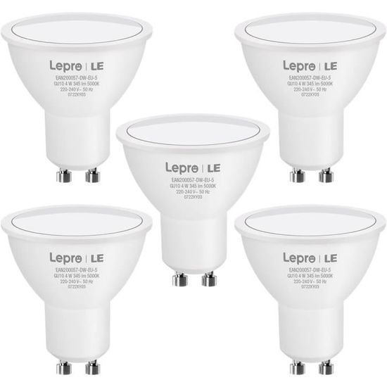 Ampoule LED GU10, Blanc Froid 5000K, 4W Equivalent 32W Halogène, 345lm