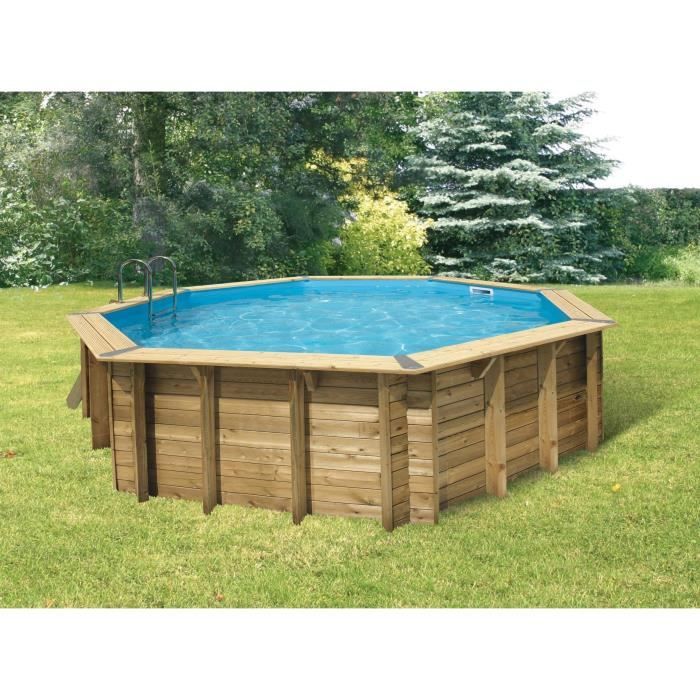 Piscine hors-sol , semi enterrée ou enterrée UBBINK Océa 580 - H120 cm - Bois - Liner Bleu - Garantie 15 ans