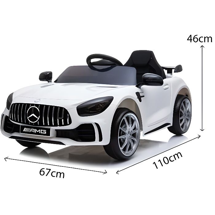 Mercedes GTR 12v Blanc - Voiture électrique pour enfant avec batterie 12v et télécommande