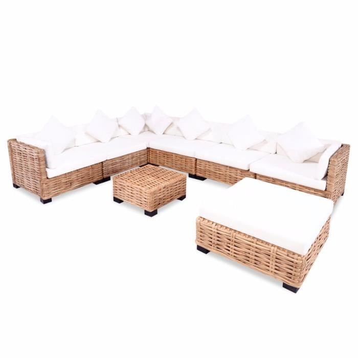 Salon de jardin 27 pcs Rotin naturel
