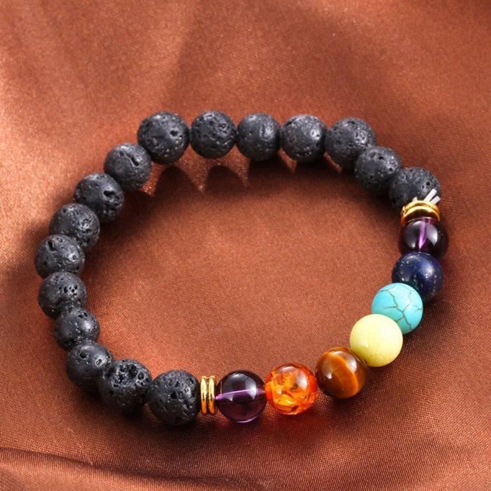 bracelet 7 Chakra de guérison naturelle perles Lava Diffuseur pierre 5300.