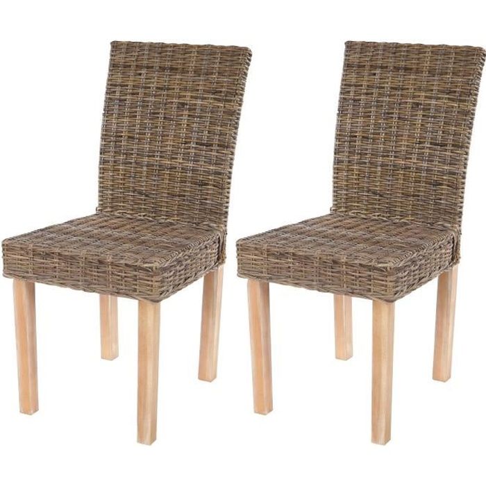 Lot de 2 chaises de séjour Littau chaise en osier, rotin kubu.