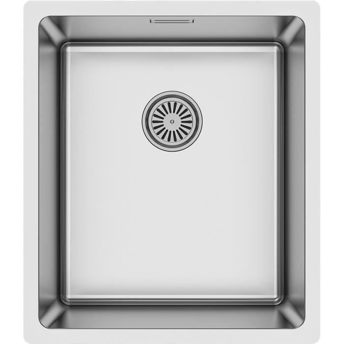 Évier de cuisine en acier inoxydable brossé. Éviers carrés sous plan. 411 mm x 461 mm x 228 mm (A01)