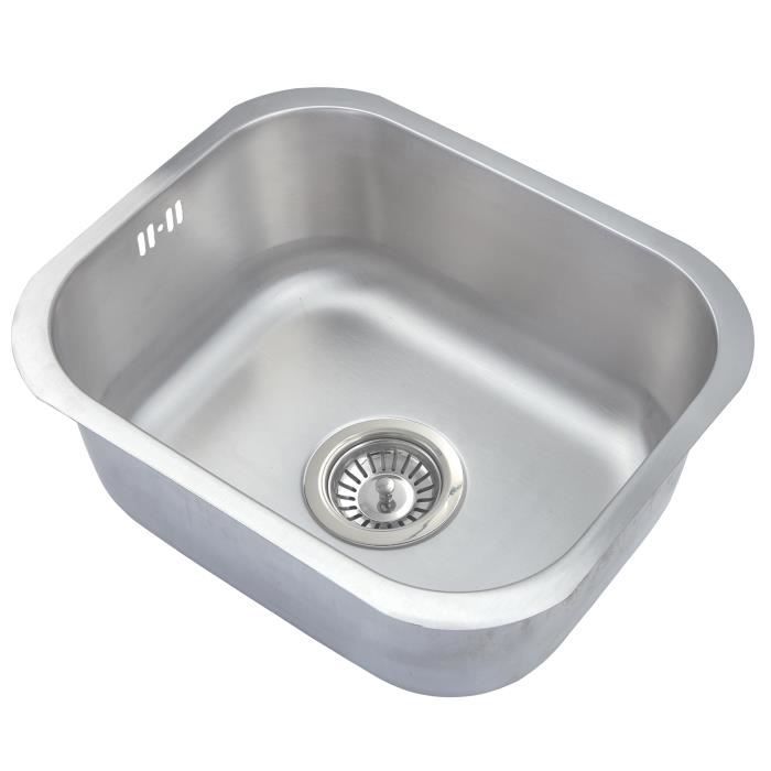 évier inox sous plan. 1 bac. finition acier brossé (A12 bs)