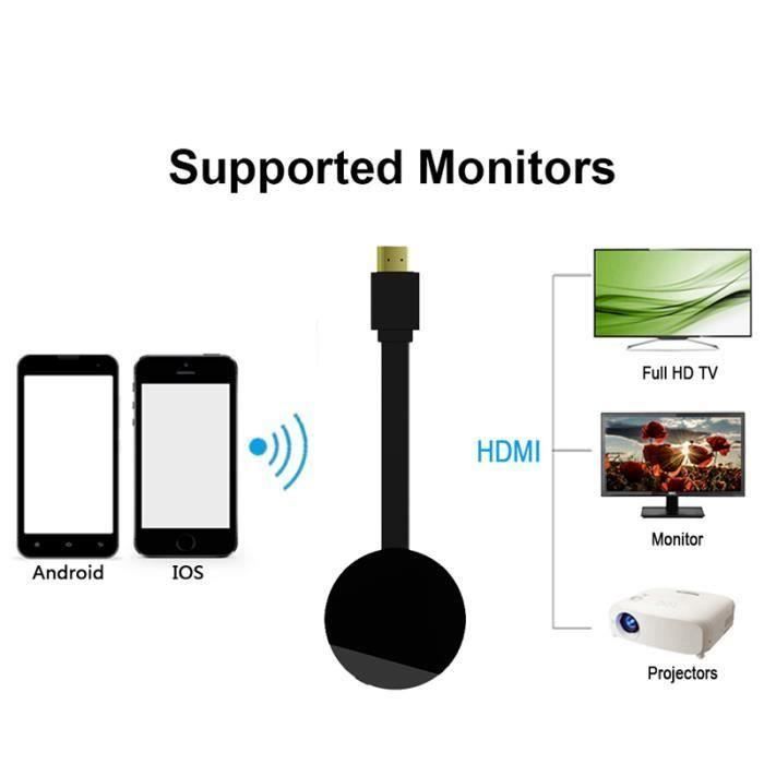 Miracast Wi-Fi Affichage AirPlay Récepteur 1080P Media Player pour Port HDMI TV et Android iOS Tablet PC avec le même écran An19859
