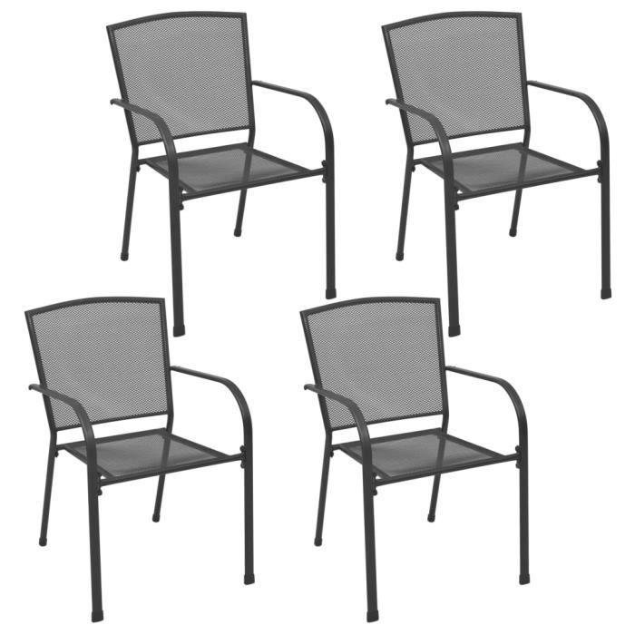 Lot de 4 Chaises d'extérieur Chaise de jardin - Fauteuil de Jardin Design maillé Anthracite Acier Nouveau *239788