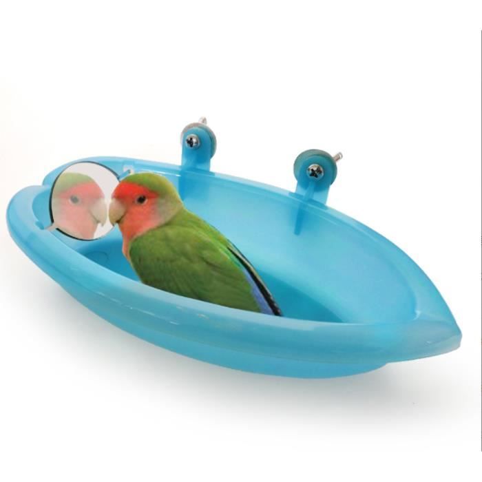 Baignoire Oiseaux Cage Bains D'oiseaux Petits Perroquets Suspendue Bathtub Accessoires pour Perruche/Canaris (Bleu).