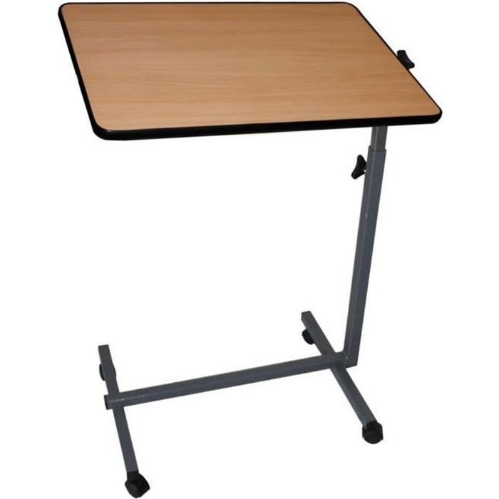 Table d'appoint avec roulettes pour lit et canapé - Pliante - Couleur bois