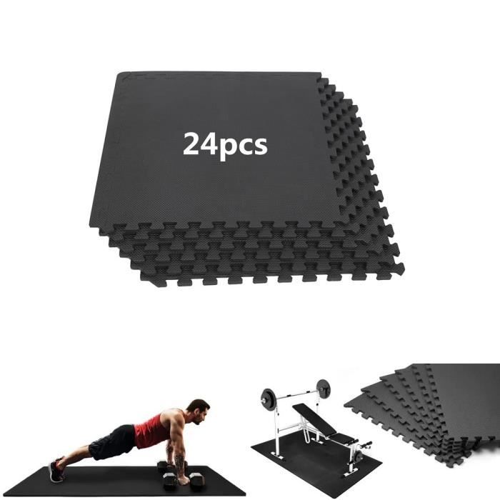 totu® Set de 24 Dalles de yoga 9.52m², Tapis mousse de garage, Protection de sol pour musculation fitness, Motif croisé EVA