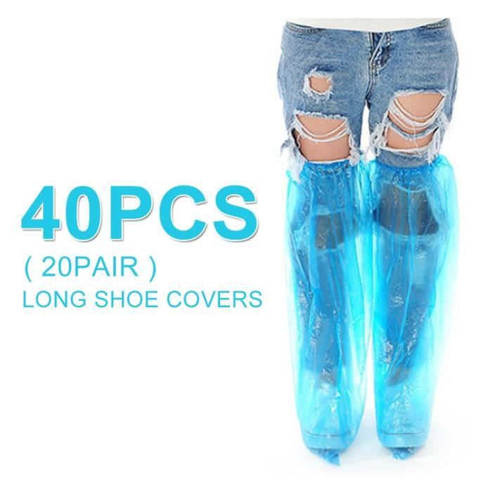 Chaussures,surchaussure jetable sur chaussure jetable surchaussure plastique Couvre chaussures jetables e - Type 40pcs Long Cover
