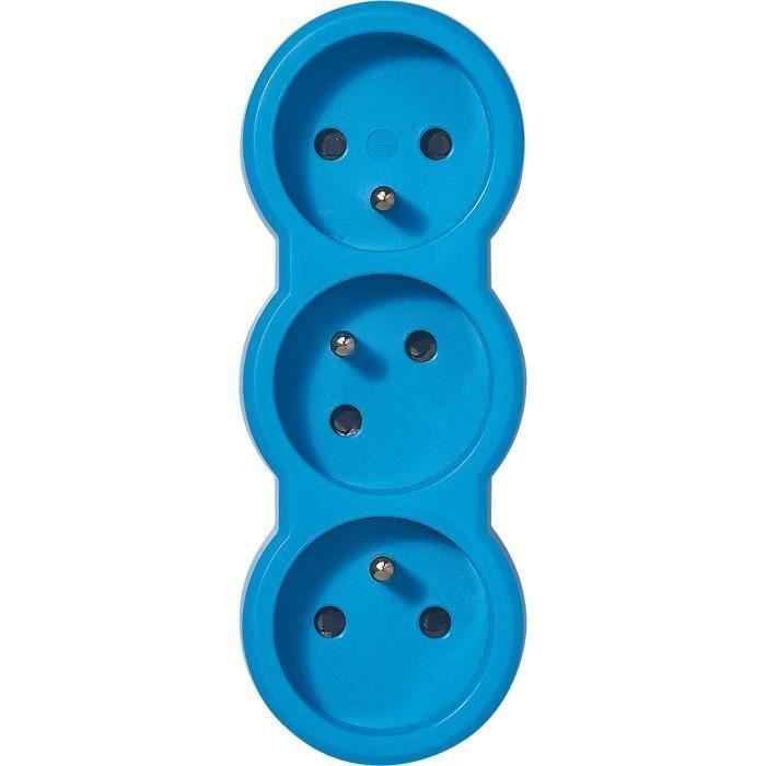 LEGRAND Fiche multiprise 16 A 3x2 P+T 3 sorties frontales - Bleu (Lot de 3)