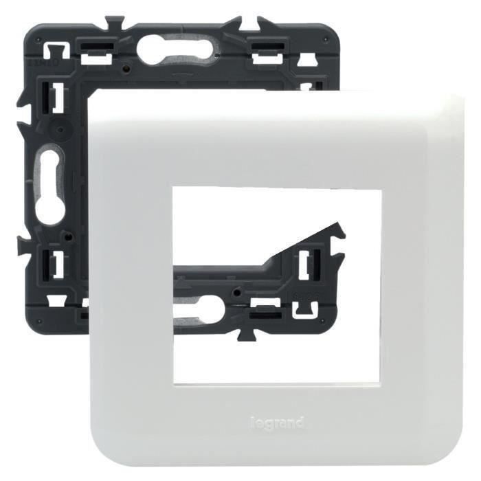 LEGRAND Plaque support fixation à vis 2 modules Mosaic blanc (Lot de 3)