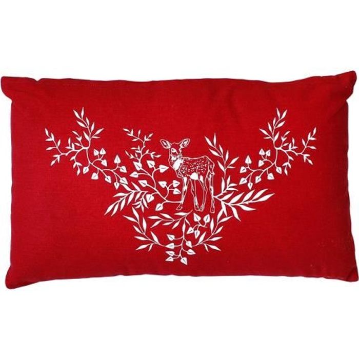 Coussin déhoussable 30 x 50 cm SÖLDEN 100% coton coloris ROUGE