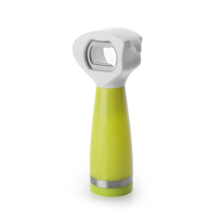 OUVRE-BOITE + TIRE-BOUCHONS + OUVRE-BOUTEILLE (3EN1) CONFORT INOX ET PLASTIQUE VERT ET BLANC - DIMENSION 14 CM - PASSE AU LAVE-VA...
