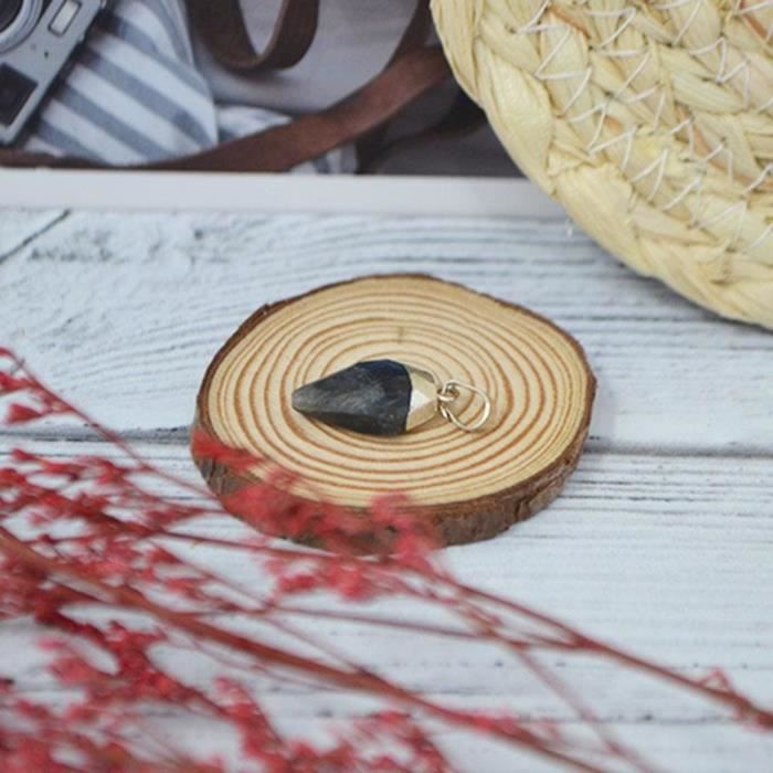 Pendentif losange - Plaqué Argent - Pierres naturelles - Labradorite Multi