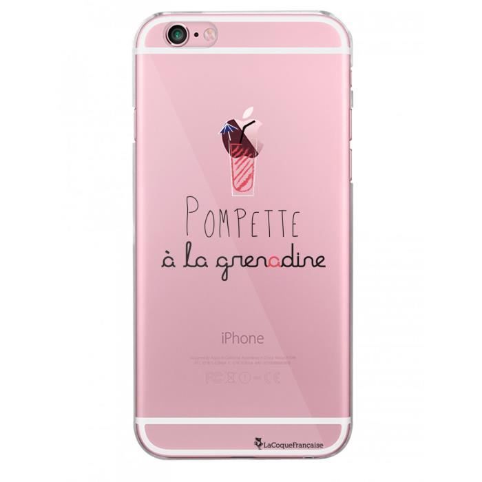 Coque iPhone 6 iPhone 6S rigide transparente Pompette à la grenadine Ecriture Tendance et Design La Coque Francaise