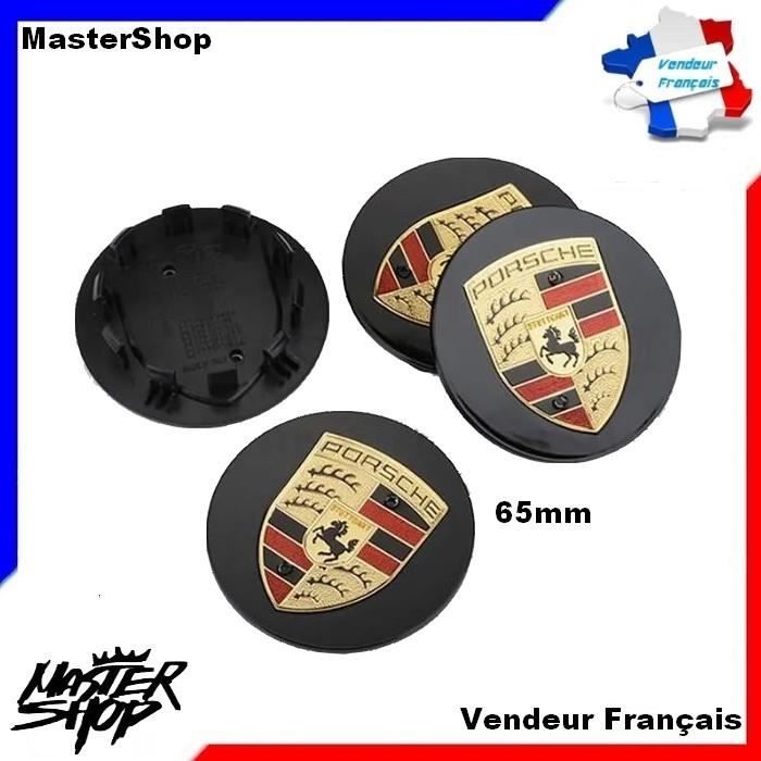 65mm Porsche logo centre de roue caches moyeux noir - 4 pcs - Mastershop
