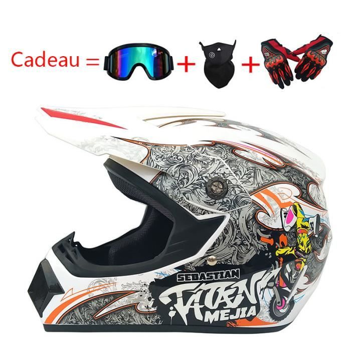 Casque Moto Enfant Casque de Marque Motocross Racing Armure complète Casque mat Motocross Pleine Couverture Casque Hors-Route