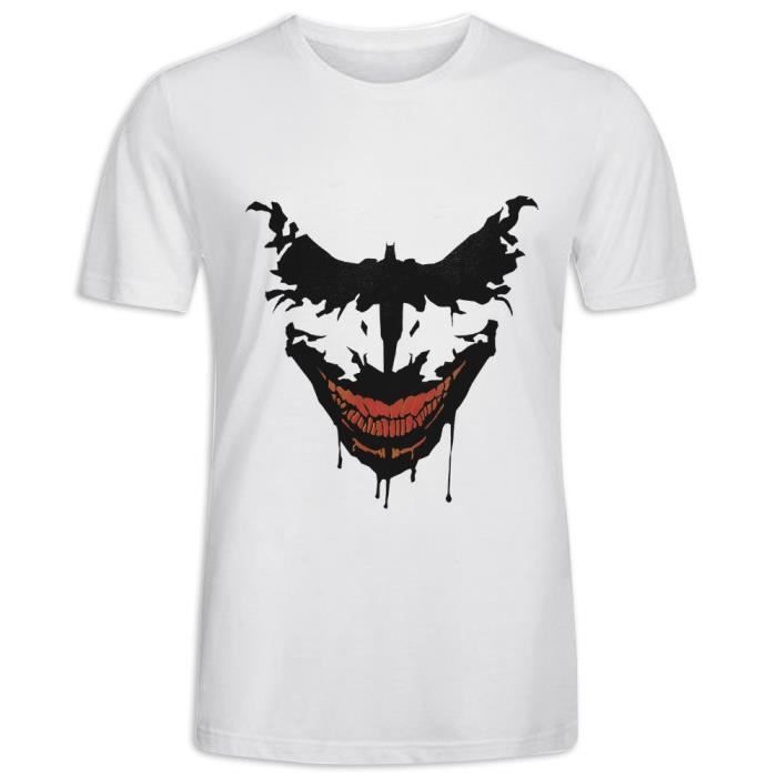 Tee Shirt avec imprimé en Batman Joker face Manche Courte T-shirt Homme