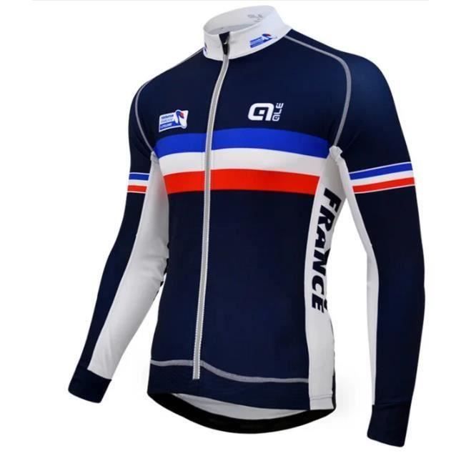 Retro Maillot de Manches Longue National Francaise Homme et Femme Cyclisme de Vetement Cycliste VTT Equipement Vélo Pro