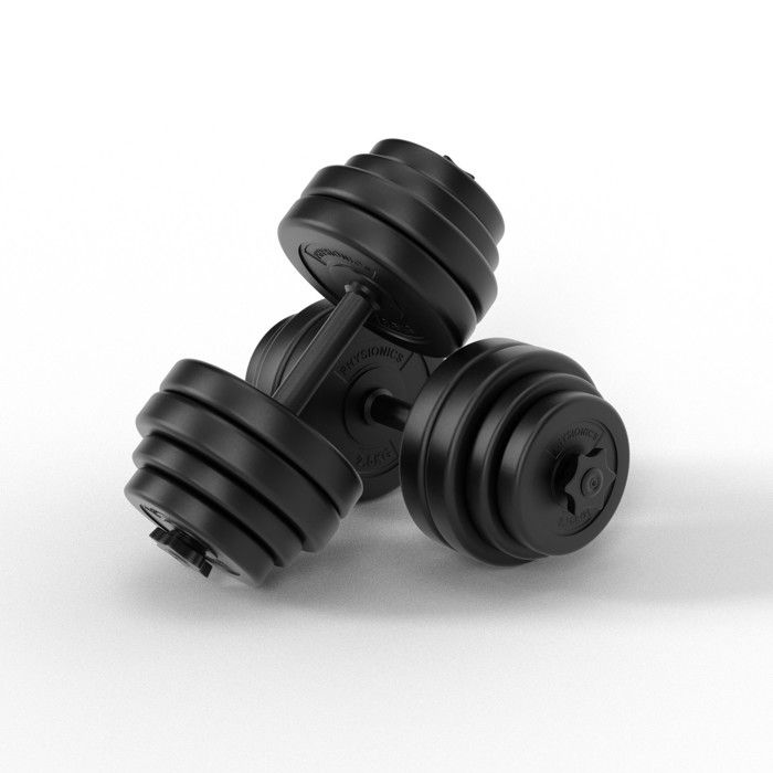 Physionics® Haltère / Poids de Musculation - 30 kg, 2 Barres Courtes et 4 Fermoirs - Disques pour Fitness, Set d'Haltères Courts