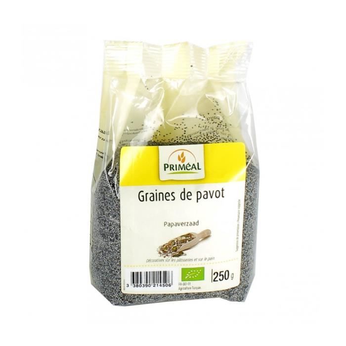 DATE DÉPASSÉE - Graines de pavot bio - Date de Durabilité Minimale : 30/11/2021 - PRIMÉAL