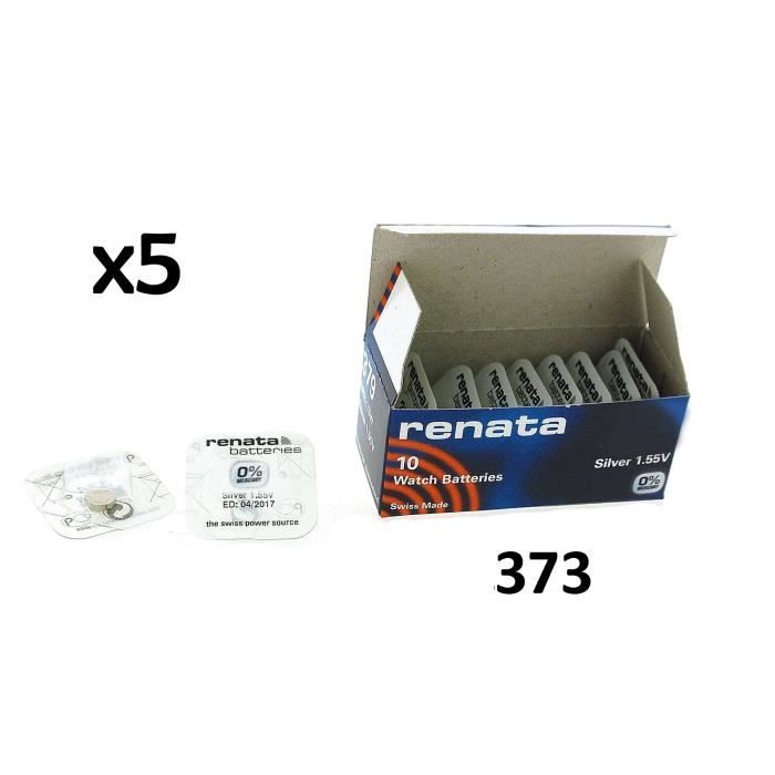 5 x Renata Pile de Montre 0% Mercure Oxyde d’Argent, 373 (SR916SW)