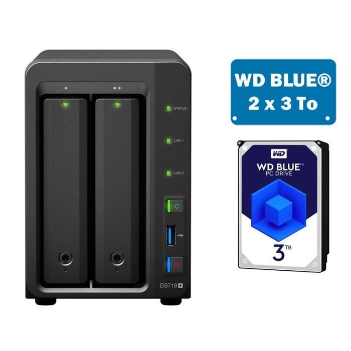 Synology DS718+ Serveur NAS WD BLUE 6 To