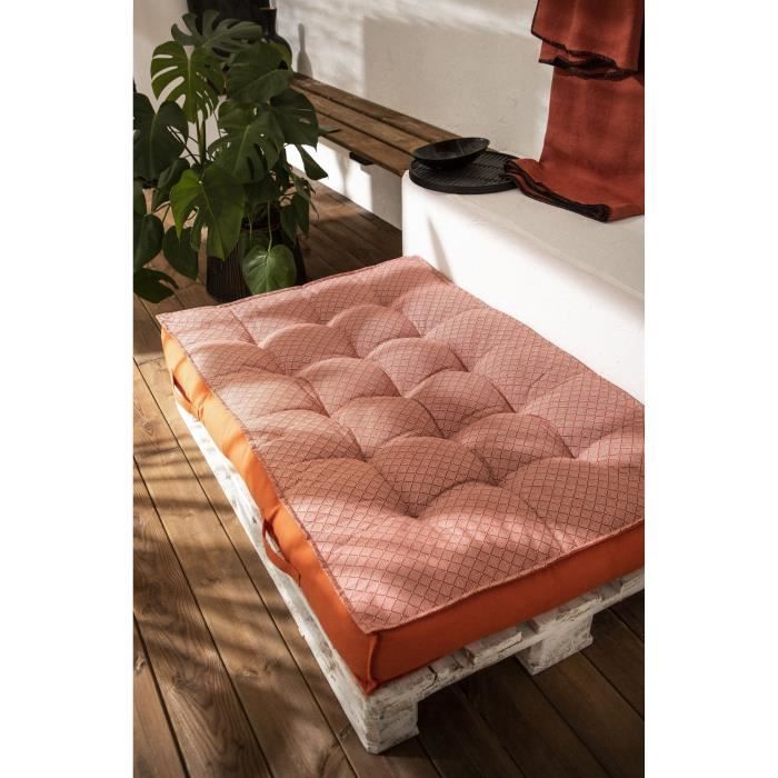 TODAY Matelas Palette Réversible - 100% Coton - Orange - 120x80x15 cm SPIRIT GARDEN