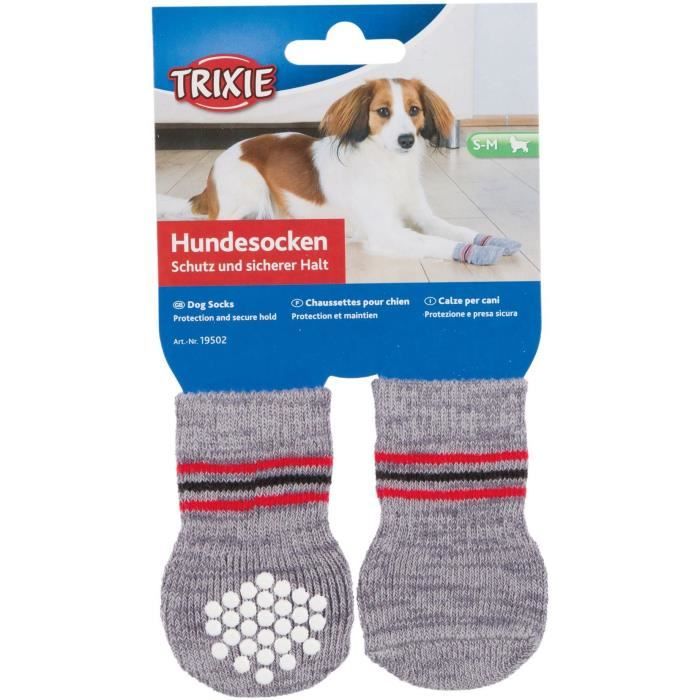 TRIXIE Lot de 2 Chaussettes antidérapant - XL - Gris - Pour chien