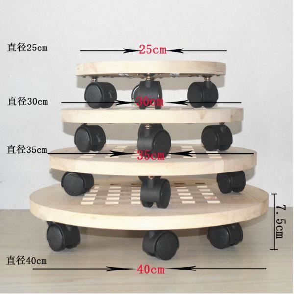 Plateau de Pot de Fleur Mobile avec Pied de Plante de Roue 25cm