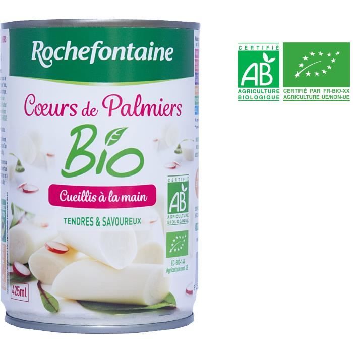 ROCHEFONTAINE Cœurs de palmier bio - Cueillis à la main - 400 g