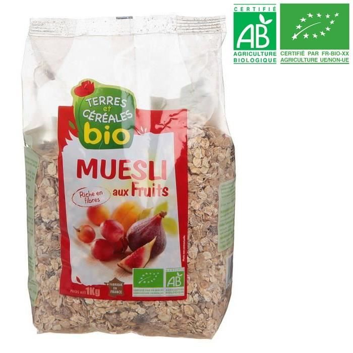 TERRES ET CÉRÉALES Muesli aux fruits BIO sans sucres 1 kg