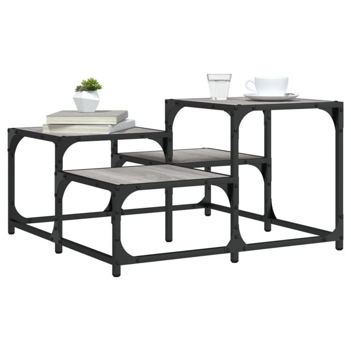 vidaXL Table basse sonoma gris 68x68x40 cm bois dingénierie 837750